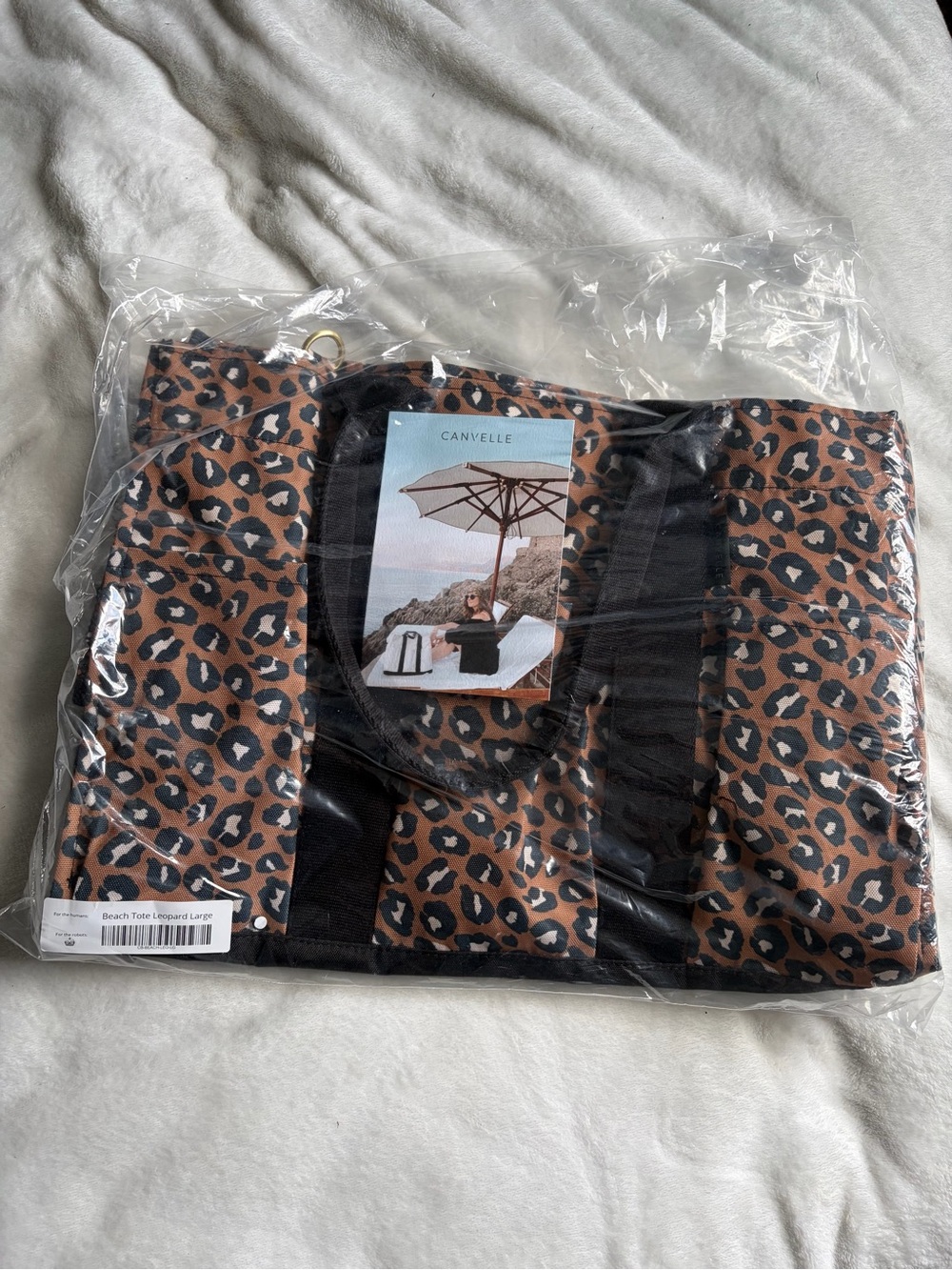 Canvelle Leopard Print Beach Tote Bag